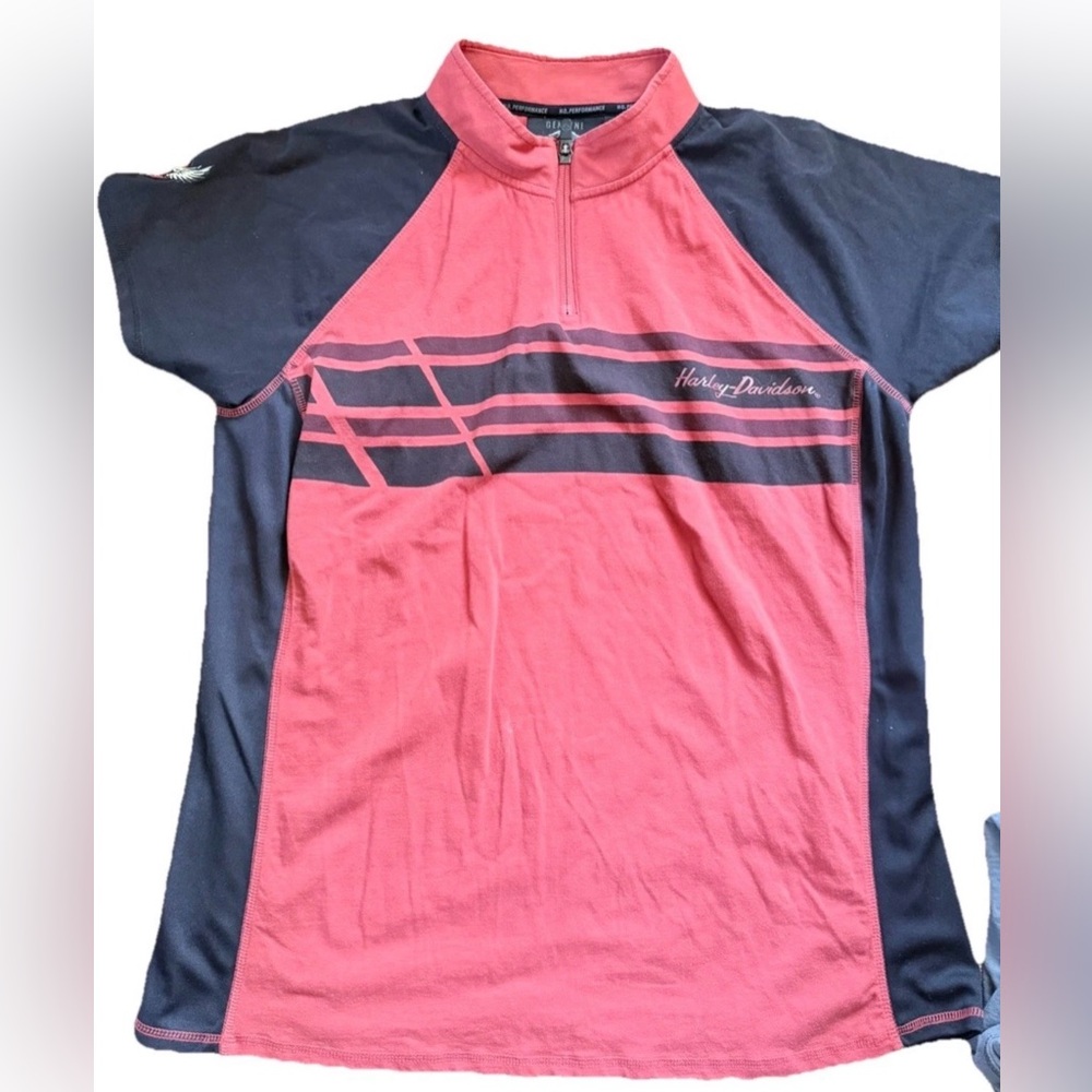 Harley‎ Davidson Women's 1/4 Zip Short Sleeve Shirt Size XL